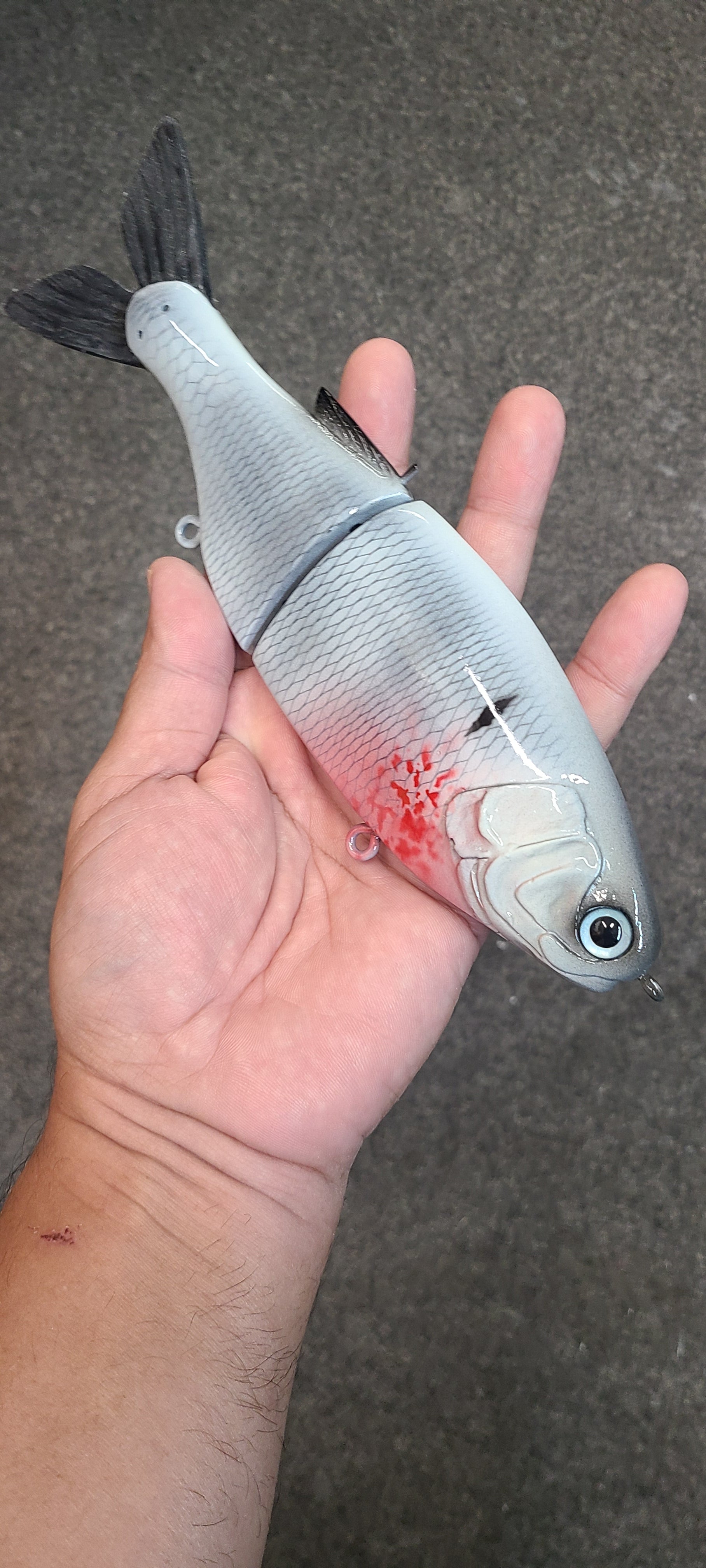 10 inch Shad- Bone/ blood splat!